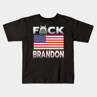 F-CK BRANDON FREEDOM CONVOY - TRUCKERS FOR FREEDOM - USA FREEDOM CONVOY 2022 TRUCKERS SILVER GRAY LETTERS Kids T-Shirt